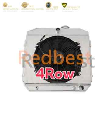 4Row Alu Radiator+Shroud+Fan Fits 1955-1957 Chevy Bel Air/Nomad Del Ray V8 AT MT