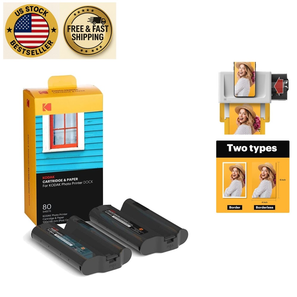 PHC-80 Photo Printer Cartridge & Refill Kit - High Quality Prints in 80 Count