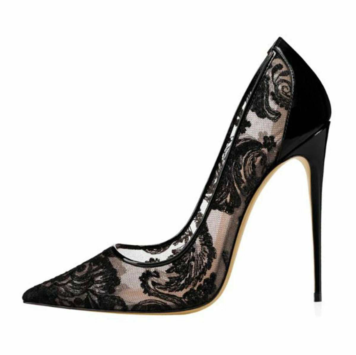 Elegant Black Lace Wedding Shoes For Women, High Heel Mesh Pumps With  Floral Lace Up Thin High Heels, Ladies Ankle Pointed Toed Party Shoes  Sandals From Allloves, $21.69 | DHgate.Com