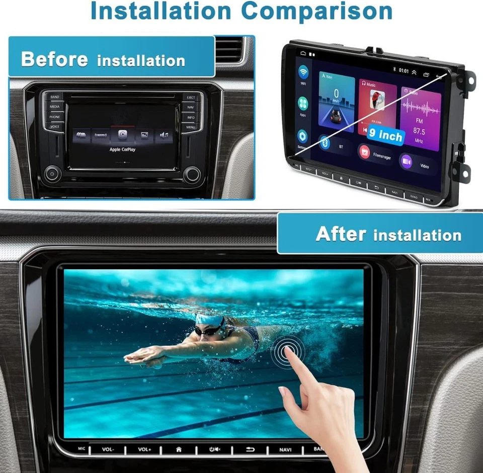 9" Android 15 Autoradio Carplay GPS WiFi Für VW T6 Transporter Multivan GPS Navi - Bild 3 von 4