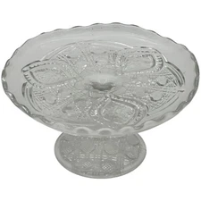 Vintage Small Pedestal Cake Plate Dessert Stand 6" Cut Glass