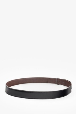 Hermes Black/Brown Togo Calfskin H Buckle Reversible Belt  display picture 1