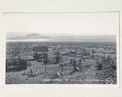 1940s Vtg RPPC Graveyard at Calico CA Frasher Fotos Photo Postcard EKC Stamp Box