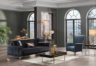 Carlino Sofa, Loveseat, and Chair Livingroom Set 3 Pieces Choice of 4 Colors