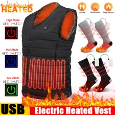 USB Electric Heated Vest Winter, Electric Heated Socks With 2200mAh Battery Pack