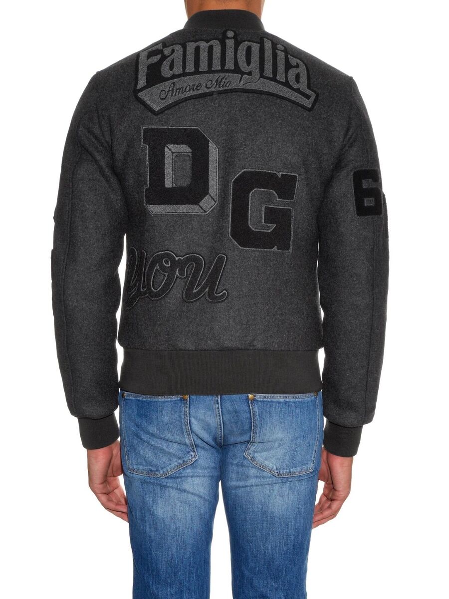 Dolce & Gabbana Jacket Men's Wool Blend Famiglia Patch Dolce & Gabbana Jacket Men's Wool Blend Famiglia Patch