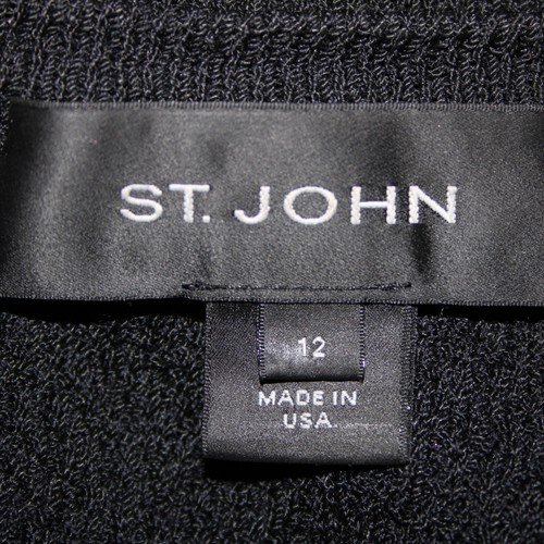 St John Sz 12 Black Gold Hardware Sleeveless Zipper Detail Novelty Knit Vest - 第 15/16 張圖片