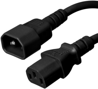 10FT IEC60320 C14 - C13 Black Power Cord 18AWG 10A/1250W 125V 3-Prong 3M
