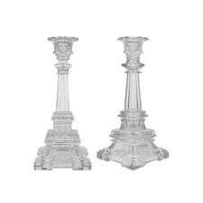 Mega Candles - 8.25" Eiffel Tower Taper Glass Candle Holder - Clear, 1PC