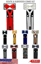 SUSPENDERS and BOW TIE COMBO SET-Tuxedo Classic Fashion Suspender and Bowtie