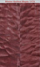 Stabilized Red Blister Quilt Curl Maple knife scales 1172, 6 3/8" x 2" x 3/8 "