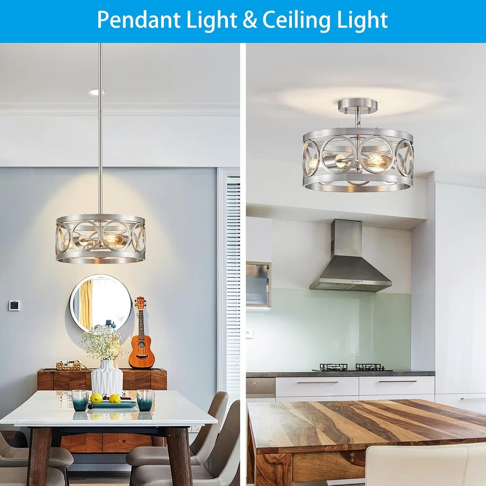 Lámpara de techo de níquel altura ajustable colgante accesorio de iluminación 3 luces metal La Foto 4 de 4