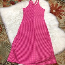 NWT GAP Maxi Dress Hot Pink Halter Soft Stripe Sz Med New