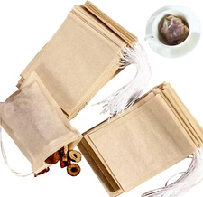 200 Pcs Disposable Tea Filter Bags, Empty Drawstring Infuser Bags for Loose Leaf
