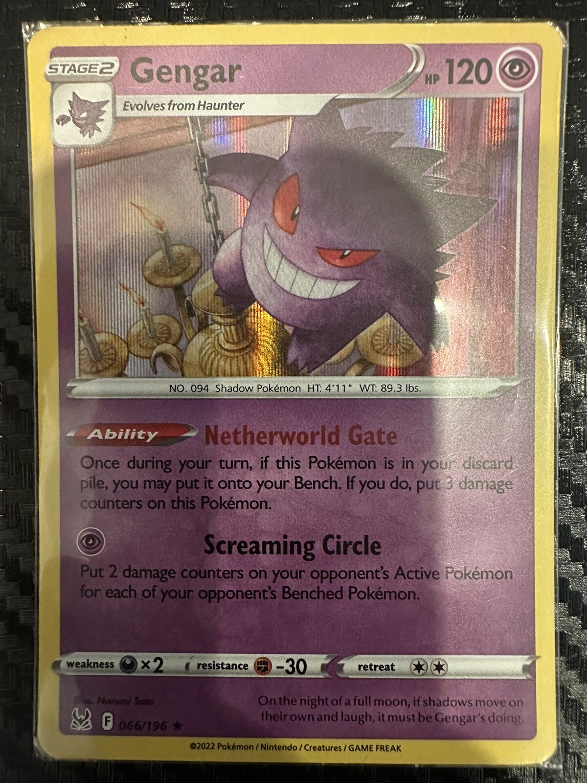 Pokémon TCG Gengar Sword & Shield - Lost Origin 066/196 Reverse Holo ...