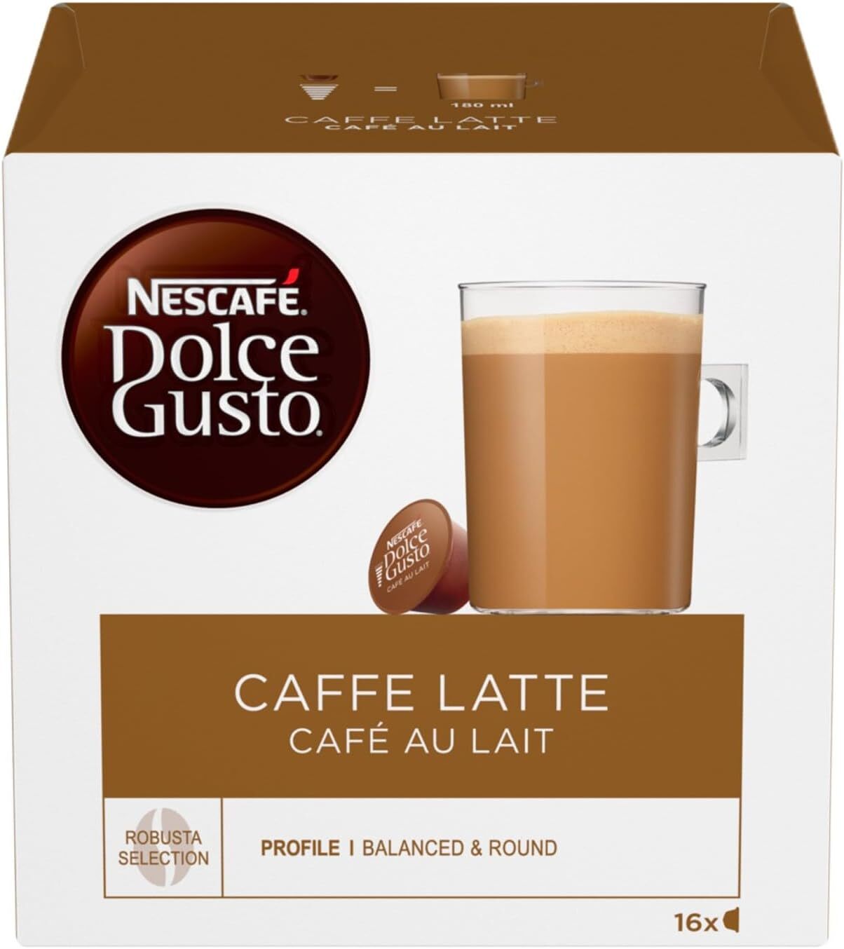 NESCAFÉ DOLCE GUSTO Caffelatte Caffè con Latte, 3 16 unità (Confezione da 3)