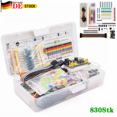 830x Für Arduino Elektronik Bauteile Set Raspberry Steckbrett Steckverbinder DE