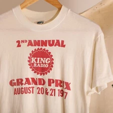 Vintage 70s 1977 KING Radio Grand Prix Racing T-Shirt Size Small (Tag M)