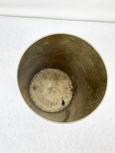 VINTAGE BRASS CUP WITH LID - ETCHED, TEXTURE - MADE IN INDIA - 4.5" TALL - Picture 6 of 7