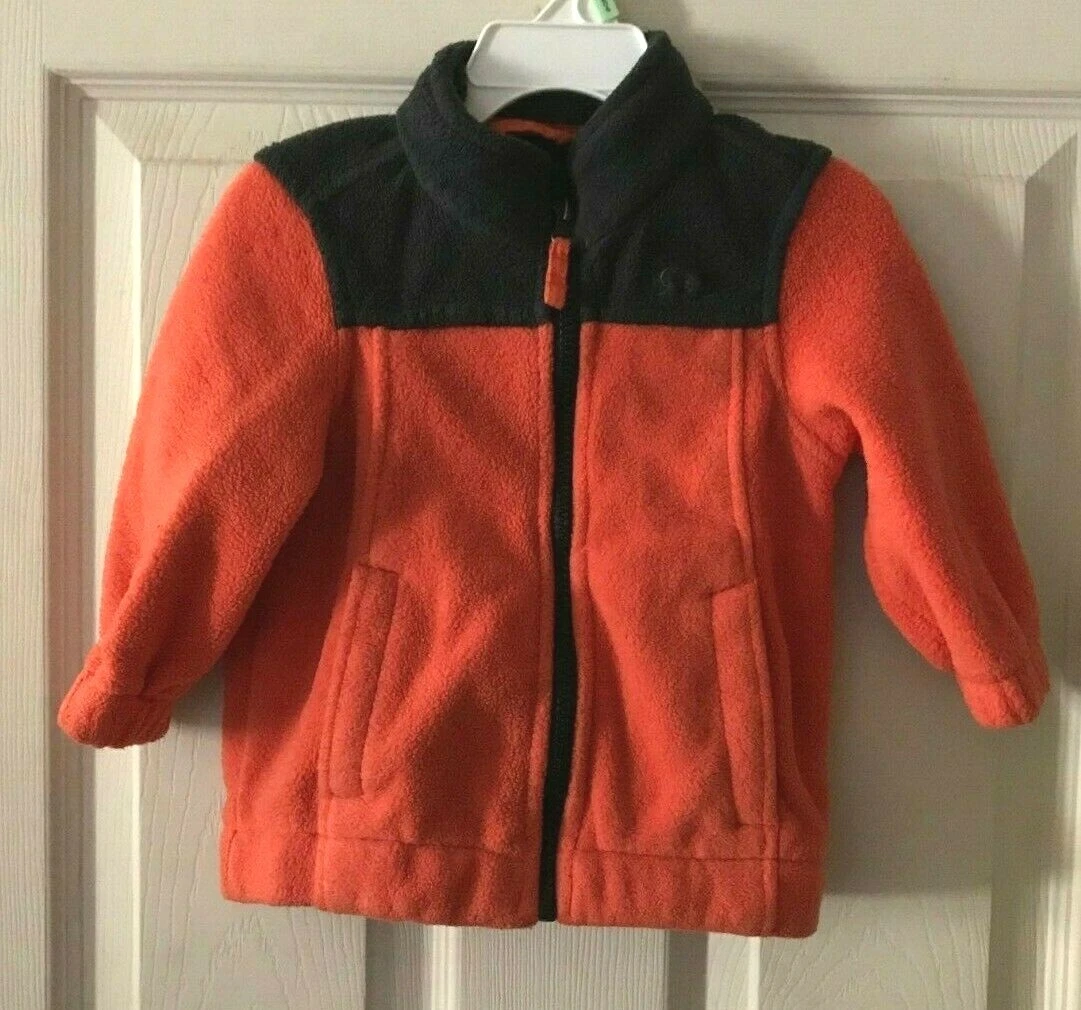 Boys Children s Place Size 18 Months Orange Fleece Jacket w Pockets SL
