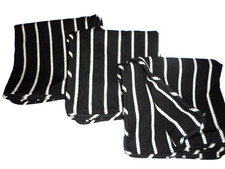 BLACK WHITE TWILL STRIPES 3 CORDED EURO PILLOW SHAMS 26 X 26
