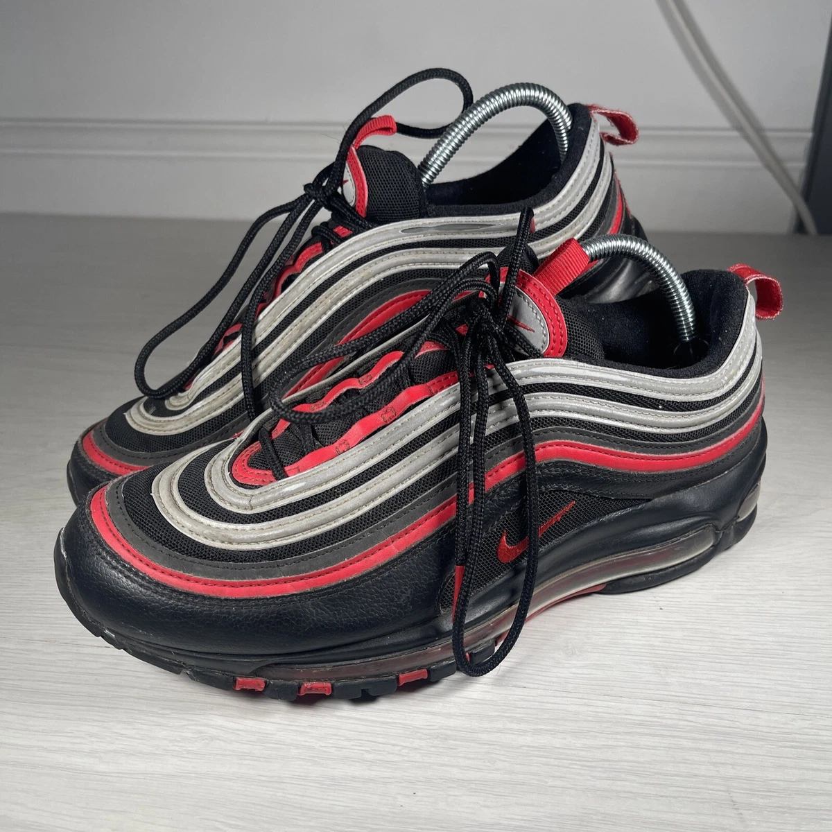 Nike Air Max 97 Black Red Velvet Edition Metallic Silver Trainers Sneakers