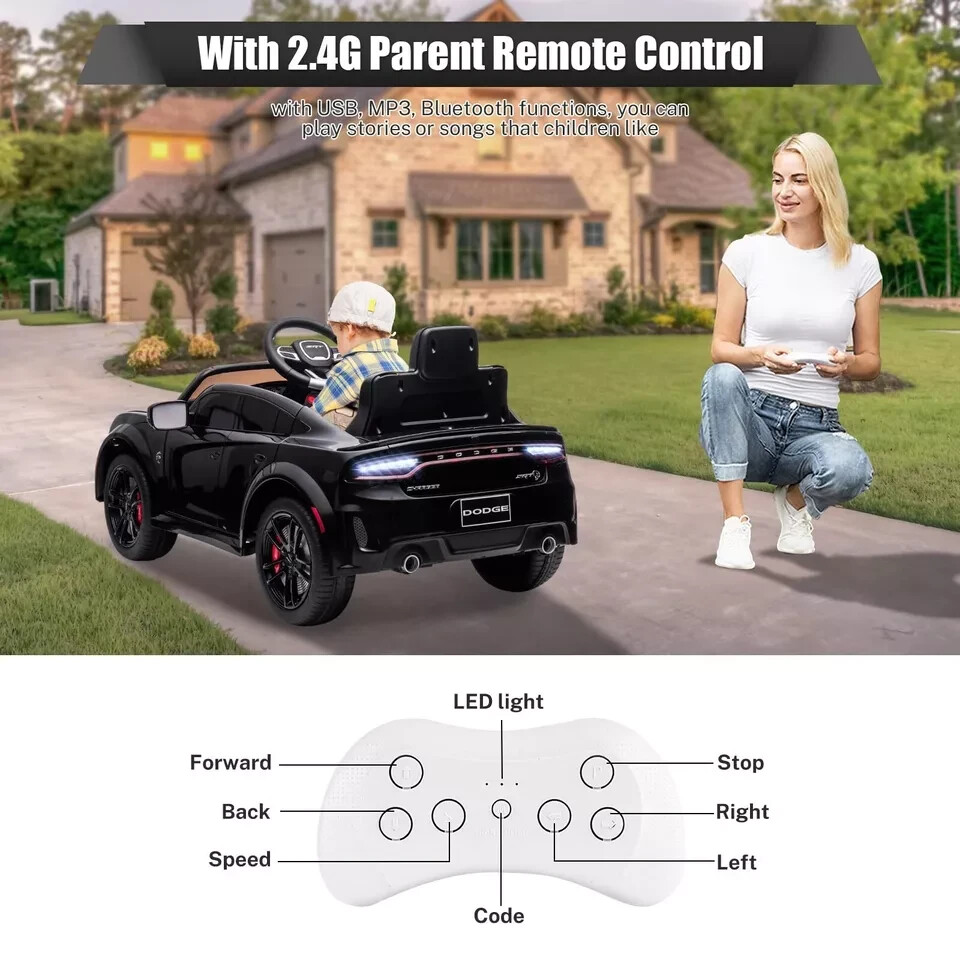 Electric Car for Kids,Licensed Dodge Charger SRT Hellcat Ride on Car