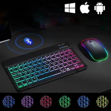 Mini Backlit RGB 10inch Bluetooth Keyboard Wireless mouse Rechargeable