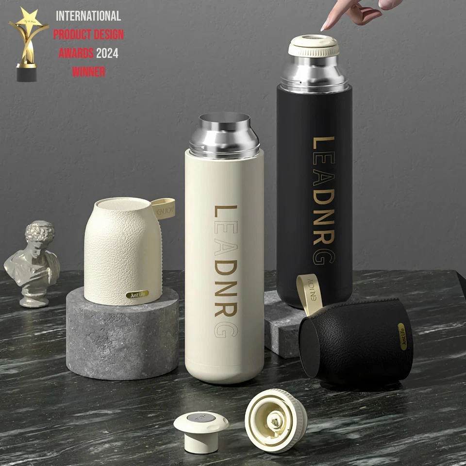 Elegante frasco de vacío, botella de agua termo de doble pared de acero aislado, 18 oz Foto 3 de 4