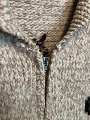 Vintage 60's Thunderbird Graphic Knit Zip Cardigan Sweaters Size