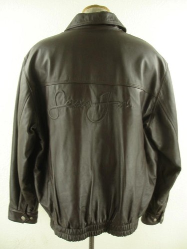 Men's sz L Sean John Signed Dark Brown Genuine Leather Jacket Motorcycle Bomber - Picture 5 of 24