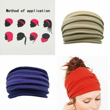 US 3 Pack Turban Soft Head Wrap Elastic Stretch Wide Yoga Headbands Hairbands