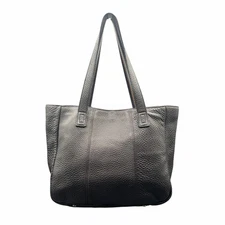 Vintage Talbots Black Pebbled Leather Tote Rare Suede Interior Shoulder Bag