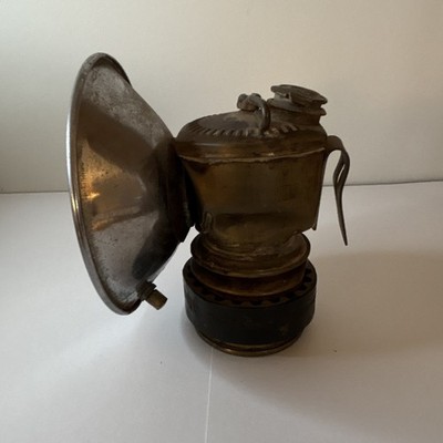 Vintage Brass Metal Carbide Mining Lamp Lantern with Reflector