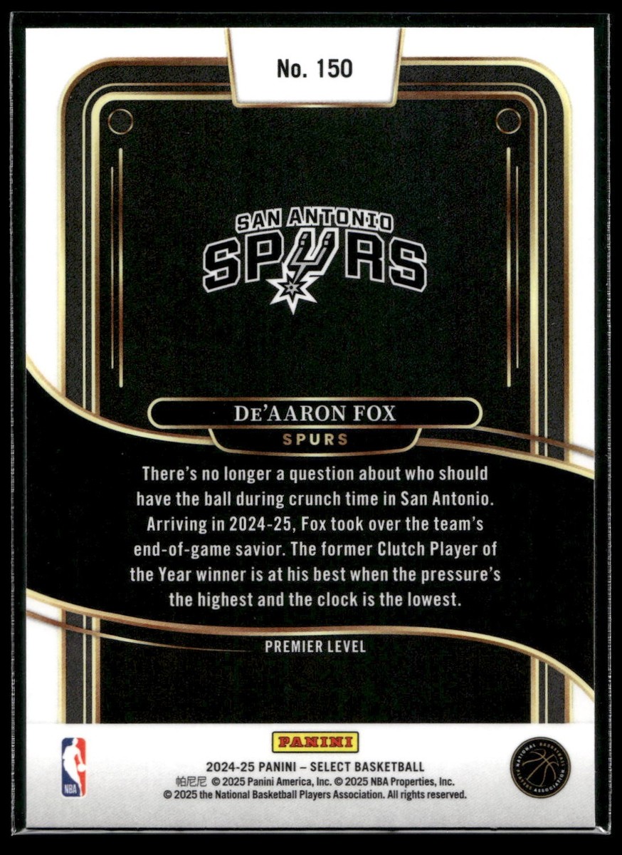 2024-25 Panini Select De'Aaron Fox PREMIER LEVEL RETAIL BLUE