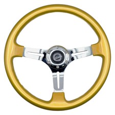 3-spoke 3-spoke Classic Wood Steering Wheel W Chrome Spokes-gold Paint 3-spoke 3-spoke Classic Wood Steering Wheel W Chrome Spokes-gold Paint