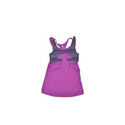Lululemon No Limits Tank Top Size 8 Magenta Purple Stripe 2-in-1