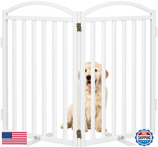 Malier Metal Freestanding Dog Gate w/ Door 32in H Indoor Outdoor Puppy Playpen