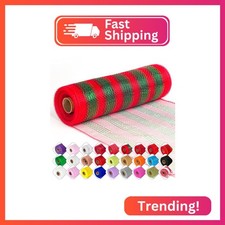 Deco Mesh Ribbon - 10inch x 30 feet Each Roll Metallic Foil Mesh Ribbon for Chri