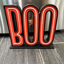 Light Up BOO Sign Halloween Decor Tabletop Lighted Marquee 12" tall 13" wide NEW