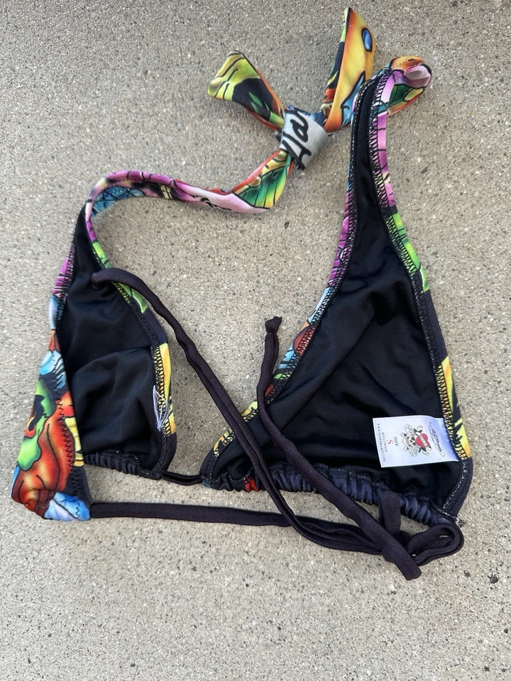 Top de Bikini ED HARDY Vintage Y2K Raro Piratas Halter Edgy S Foto 2 de 3