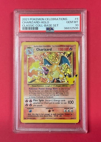 2021 Pokemon PSA 10 Charizard Celebrations Classic 4/102 Holo Base Set