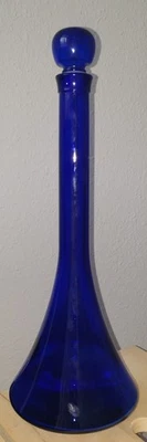 Postmoderner Glasdekanter Kobaltblau Vintage 1980er / 1990er Jahre Flasche - Bild 1 von 4