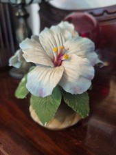 Vintage Capodimonte Porcelain White Hibiscus Flower Italy Limited Damage
