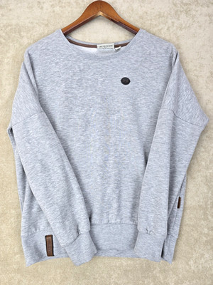 Naketano Womens Medium Oversized Melange Sweatshirt Gray Crew Neck Pullover