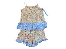 Art Class 2 Piece Floral Ruffle Pajama Set Tank  Shorts Size 16 18 Girls NEW