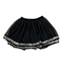 Cherokee Girls Black Tulle Skirt With Silver Sequins Size XS 4-5