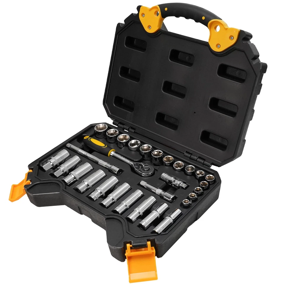 Juego de llaves de vaso métricas de acero 30 en 1 CR-V 3/8" juego de herramientas mecánicas Foto 2 de 4