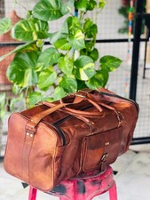 Bag Leather Travel Genuine Duffle Gym Vintage Overnight Weekender Men's Brown