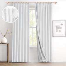 Linen Pinch Pleated Blackout Curtains for 40"W x 90"L Pack of 2 White